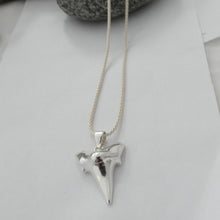 Load image into Gallery viewer, Shark Tooth Pendant, Sterling Silver Shark Tooth Pendant, Animal Lover Jewellery, Shark Lover Gift, For Him, For Her, Unisex Jewellery, Shark Necklace, Surfer Gift, Beach Jewelry, Marine Pendant